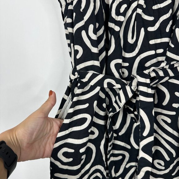 Banana Republic Drapey Linen Blend Mini Dress Swirl Abstract Multi Large #BAG3 - Picture 8 of 12